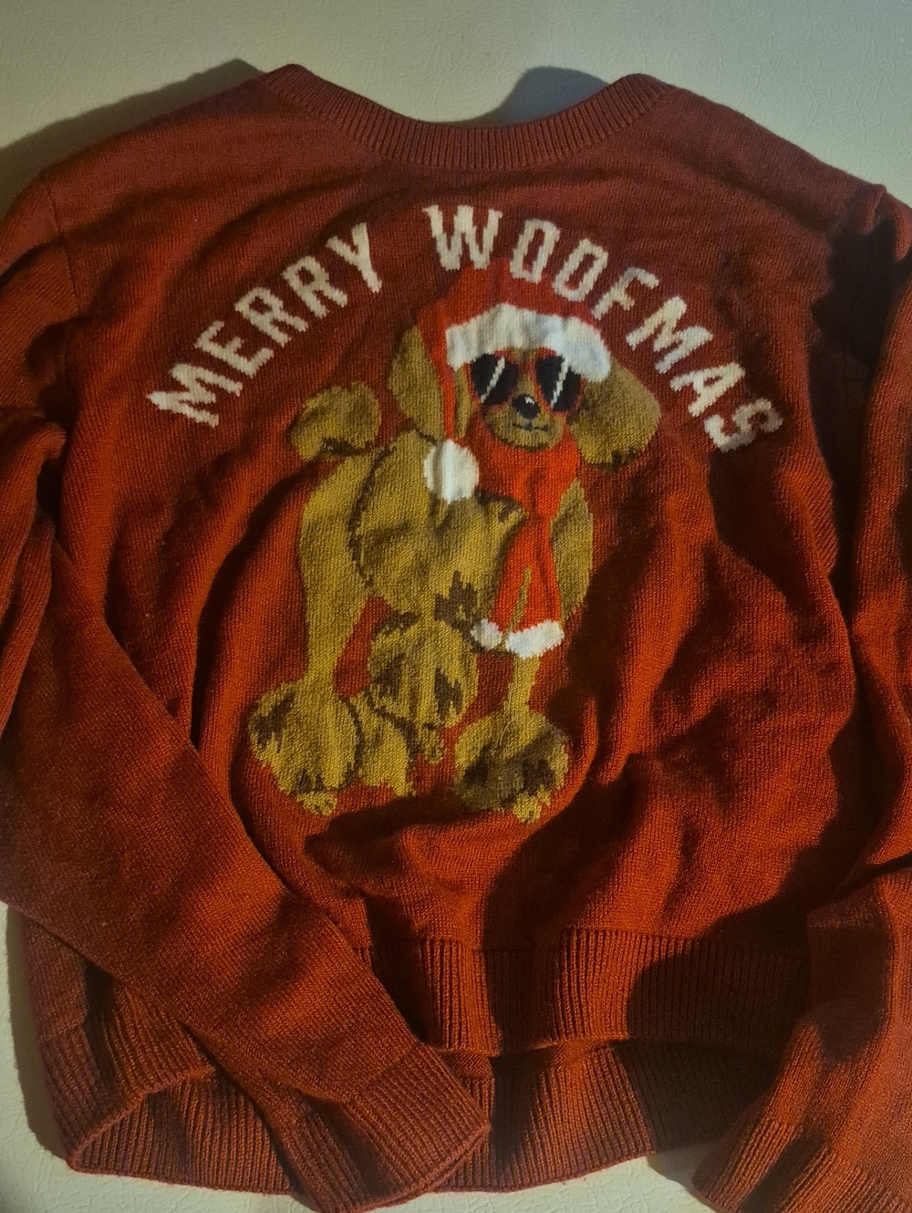 H&M Red Crewneck 'Merry Woofmas' Dog Holiday Sweater
